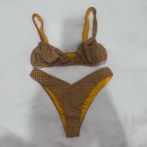 NEVER WORN - WeWoreWhat - Gingham Bikini Top M Bottom S